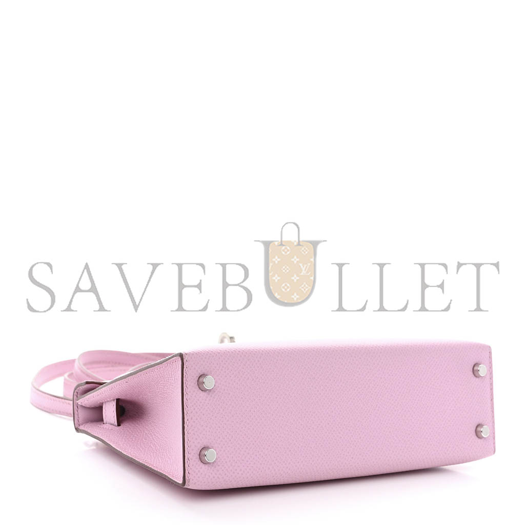 H**mes epsom mini kelly ll cherry blossom pink silver buckle (19*12*5.5cm)